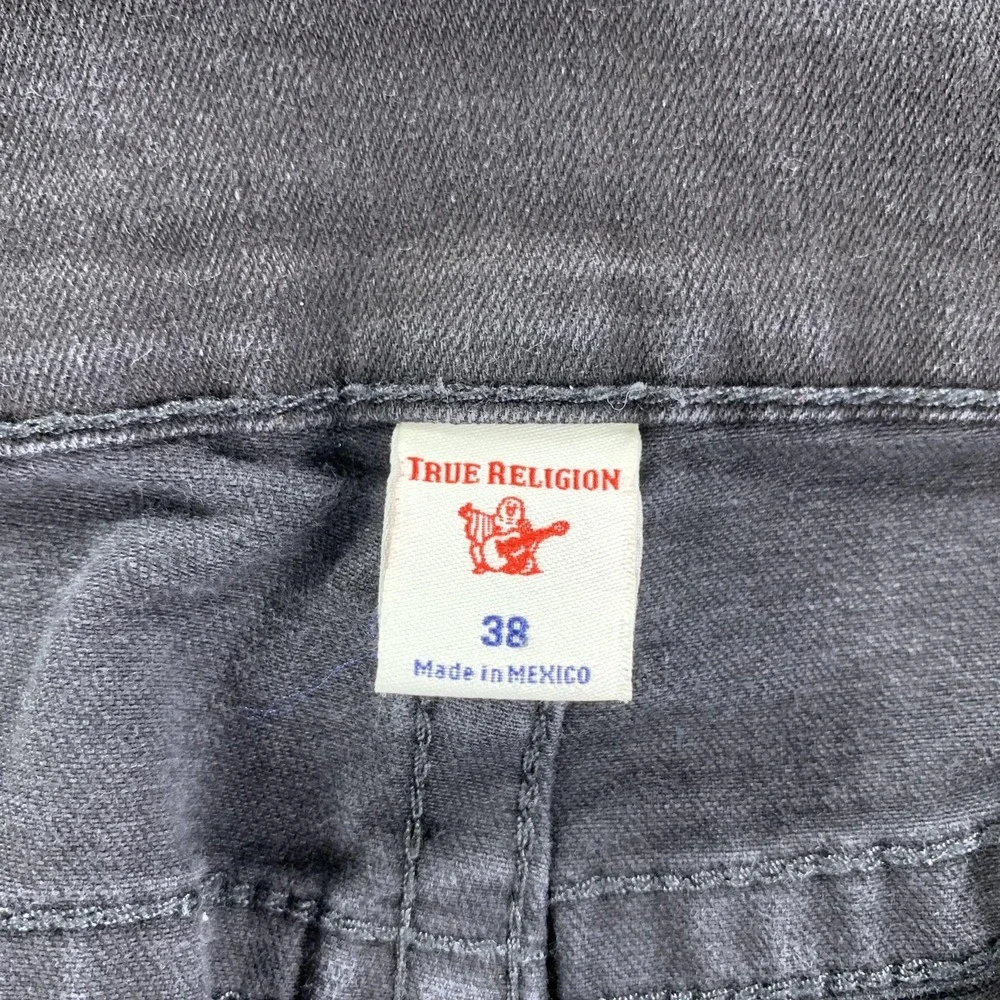 True Religion Geno‎ Jeans Mens 38x34 Black Relaxed Slim Straight Rinse Denim